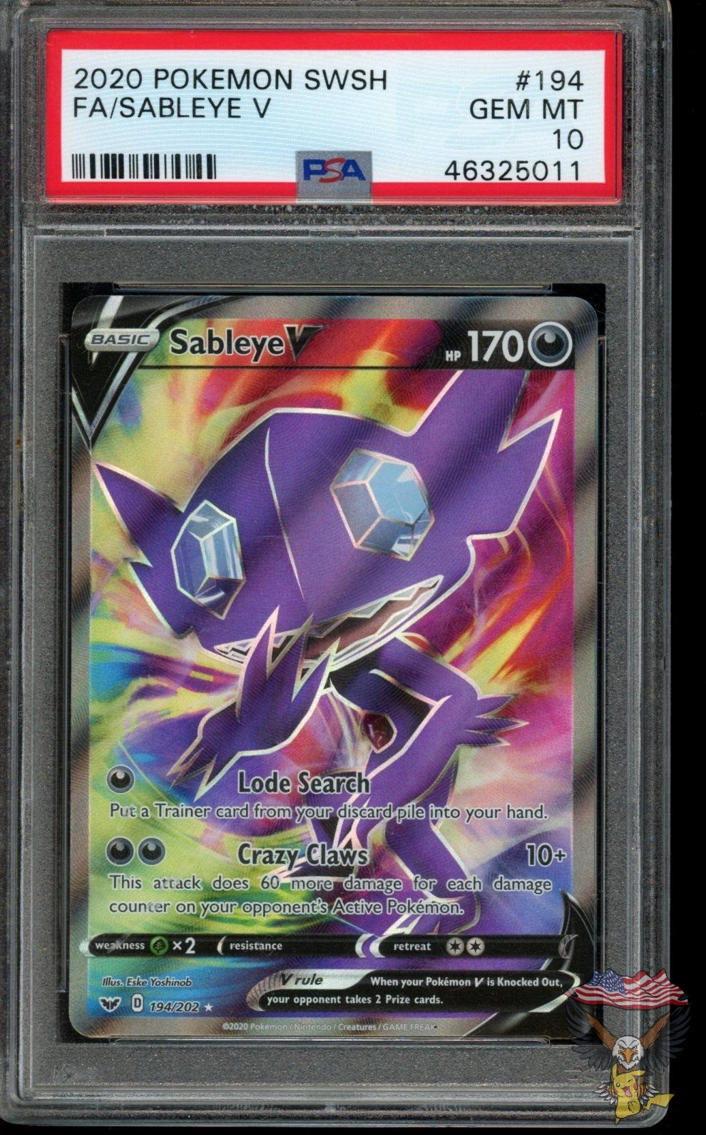 Sableye V 194 Pokemon PSA 10
