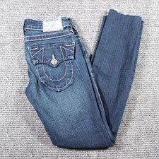 Vintage True Religion Julie Jeans Sz 24 USA Flap Pockets Raw Hem Y2K Denim