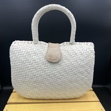 Vintage Wicker Purse WILLOW White Woven Handbag Grannycore Gold Pocket TLC