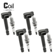 4pcs Ignition Coil and Spark Plug For Civic Honda L4 1.7L 2001-2005