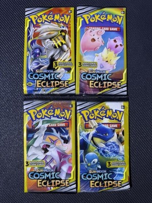 Pokemon Sun & Moon Cosmic Eclipse 3 Card Booster Packs Art Set 2019 Sealed