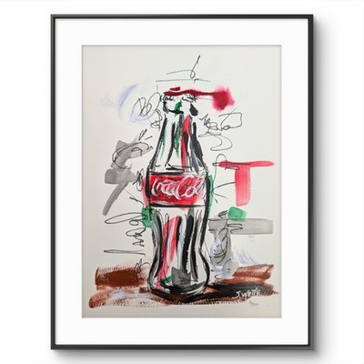 Coca Cola Original Painting 11x14 Paper Neo Expressionism Soda Pop Art SWhite
