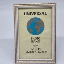 VTG Universal Globe 6x4 White & Gold Wooden Picture Frame Elegant World Design