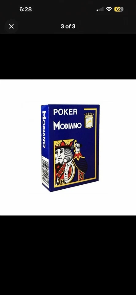 POKER MODIANO BLUE PLASTIC PLAYING CARDS 4 LARGE INDEX POKER SIZE MADE ITALY NEW - Image 3 of 3