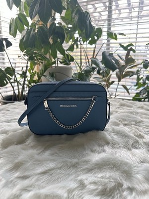 Michael Kors Jet Set Large Item EW Zip Chain Saffiano Crossbody - Cornflower