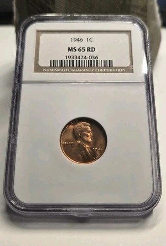 1946 wheat penny Ms65 Rd