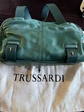 Trussardi - Borsa a Mano in Vera Pelle Verde Acqua - Made in Italy +Certificato