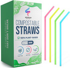 Compostable Straws Disposable 300 Pack | 100% Plant-Based Plastic-Free, Disposab
