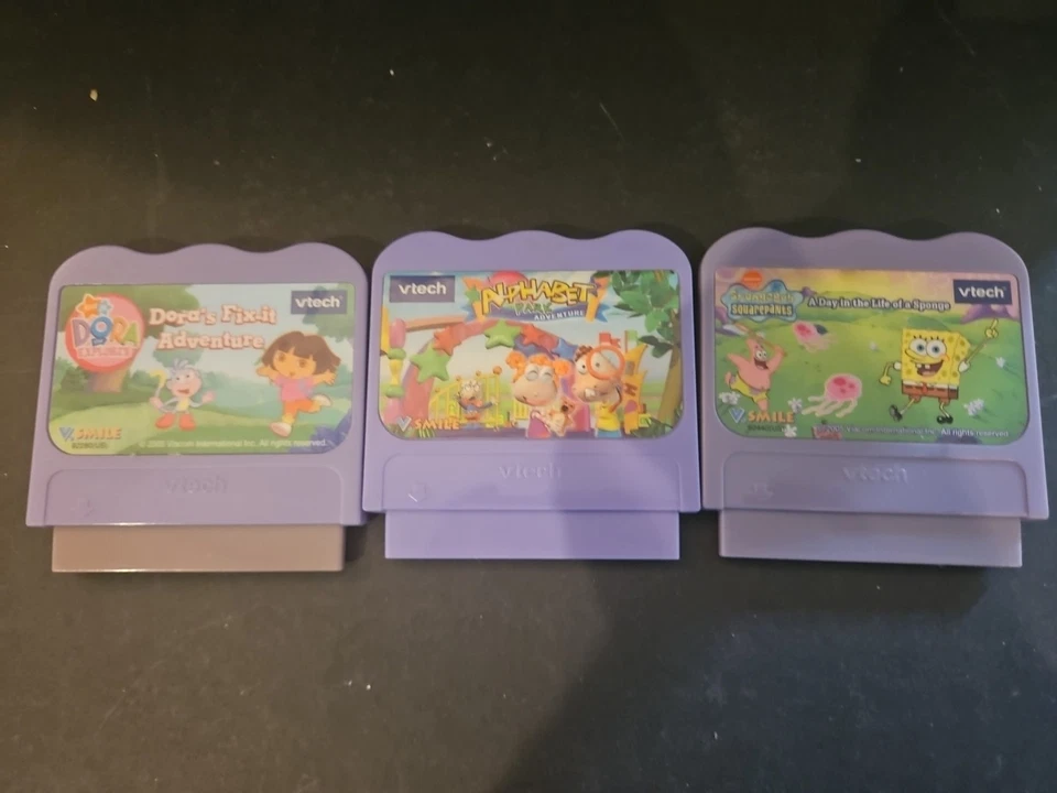 used vtech vsmile 2005 Viacom Cartridges, DORA, SPONGEBOB, ALPHABET PARK - Image 2 of 4