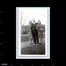 Old Vintage Photo MAN LEGGY WOMEN STANDING OUTSIDE AFFECTIONATE