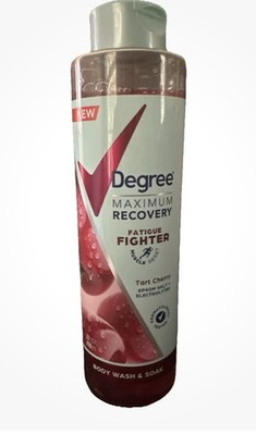 DEGREE MAXIMUM RECOVERY FATIGUE FIGHTER BODY WASH & SOAK TART CHERRY 22 OZ