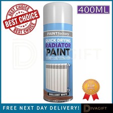 BRILLIANT WHITE RADIATOR SPRAY PAINT 400ML HEAT RESISTANT QUICK DRY AEROSOL NEW