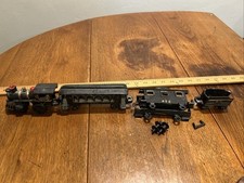 Vintage Cast Iron Painted Train Set 40 Engine/Coal Car 403 Trolley 40 Caboose.