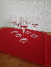 5  Weingläser Weißweingläser Kristallglas Marke geschwungenes D ? geäzt