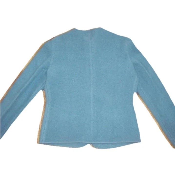 Cárdigan suéter chaqueta Lands' End azul de lana con botones para mujer talla 12 clásico Foto 3 de 4