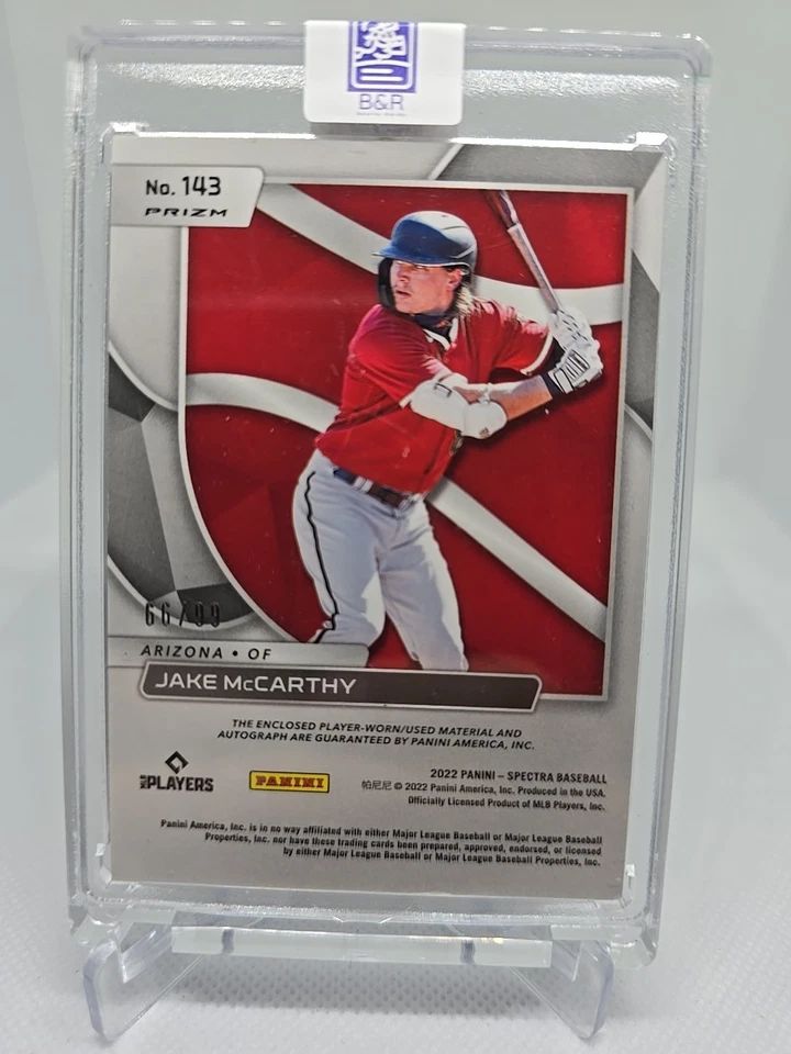 JAKE MCCARTHY 2022 Panini Chronicles Spectra BLUE PRIZM ROOKIE PATCH AUTO /99 - Image 2 of 2