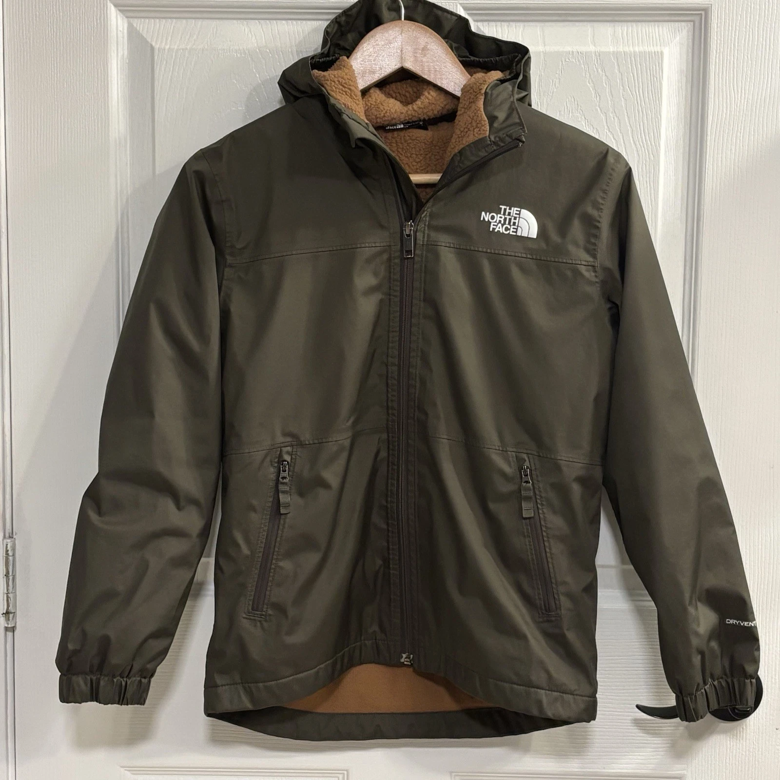 The North Face Boys Large 12 Storm Rain DryVent Hooded Jacket Green Fleece Lined
Opens in a new wind