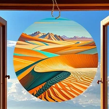 Modern Desert Landscape Mountain Wave Round Wall Art
