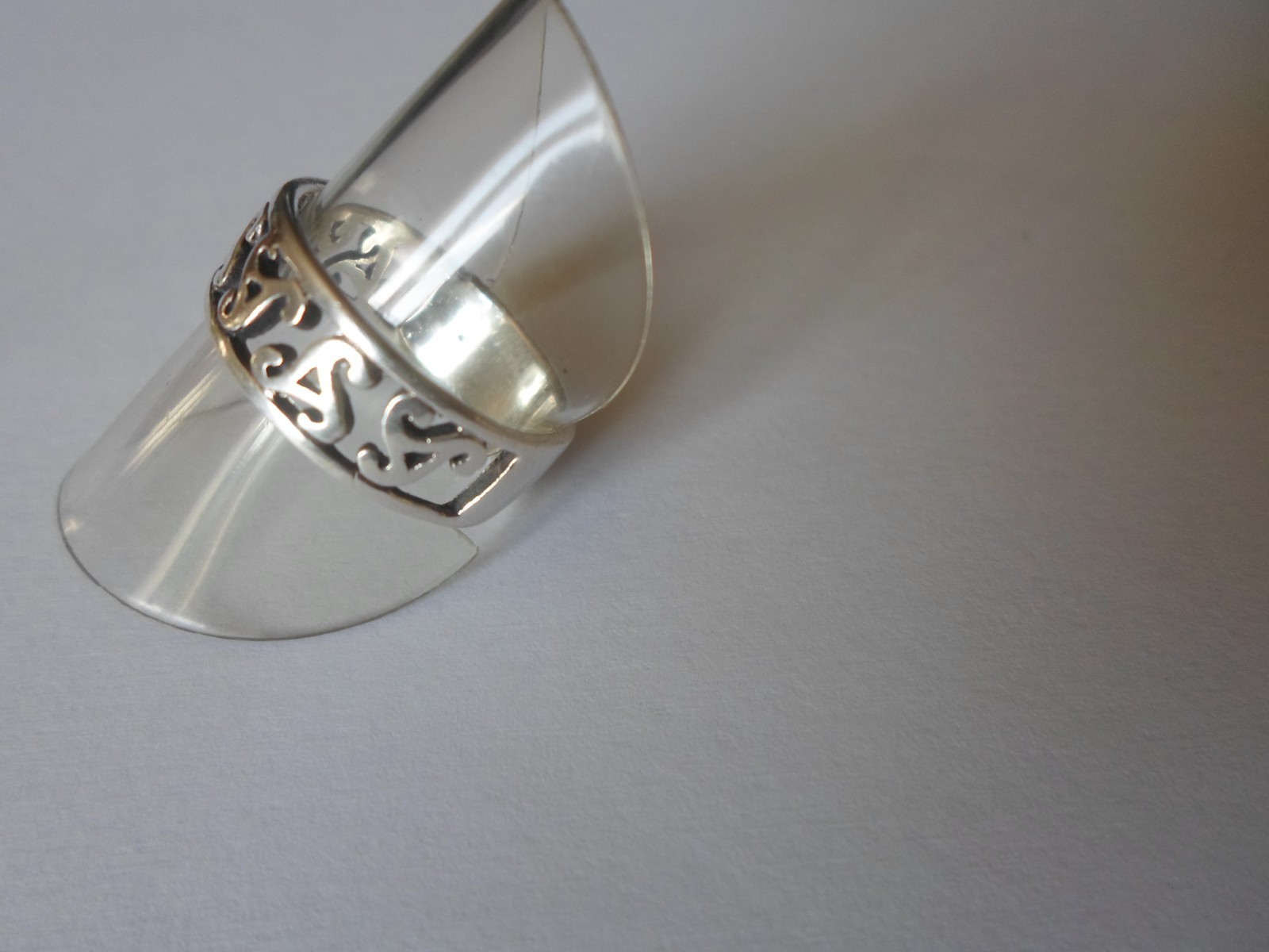 solid silver ring, openwork ring, letter A, size … - image 9