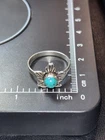Vintage 925 Sterling Silver Turquoise Flower Leaf Ring Size 7 Boho Southwest
