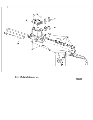 Polaris Master Cylinder Assembly with B/U-Ring, Genuine OEM Part 2010441, Qty 1 - Picture 2 of 2