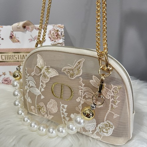 DIOR Mother Day Makeup Mesh Bag w Chain -Purse Clutch Crossbody Shoulder Bag NEW - Picture 5 of 10