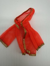Vintage Barbie Doll Clothes 1116 Dramatic Living Swimsuit Coverup Orange Mesh