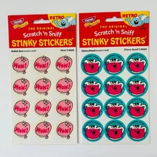 TREND Scratch n Sniff RETRO STINKY STICKERS BUBBLE GUM + CHERRY PUNCH 2 pack