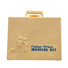 Fisher-Price Medical Kit 936 Vintage 1977 Tan Blue Yellow Red Doctor Toy Set