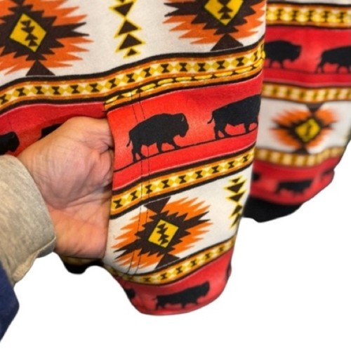 Sudadera con capucha nativa polar patrón de búfalo suroeste para hombre XL naranja negro amarillo - Imagen 9 de 16