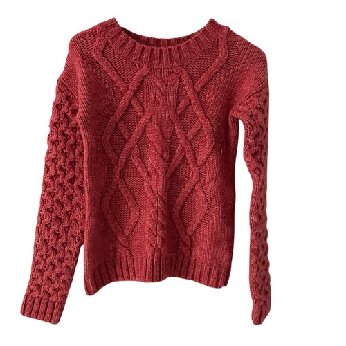 Garnet Hill Pullover lachsrosa Rundhalsausschnitt Alpakawollmischung Zopfmuster Größe XS - Bild 2 von 7