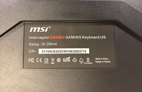 MSI Interceptor DS4200 PC Computer Backlit Gaming Keyboard - Picture 3 of 9