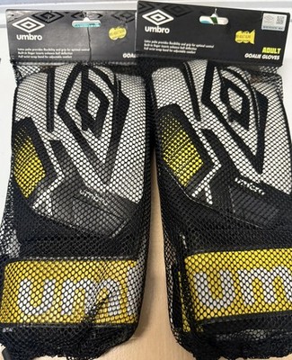 Umbro Adult Soccer Goalie Gloves Black Yellow 2 pairs ***NEW IN PACKAGING***