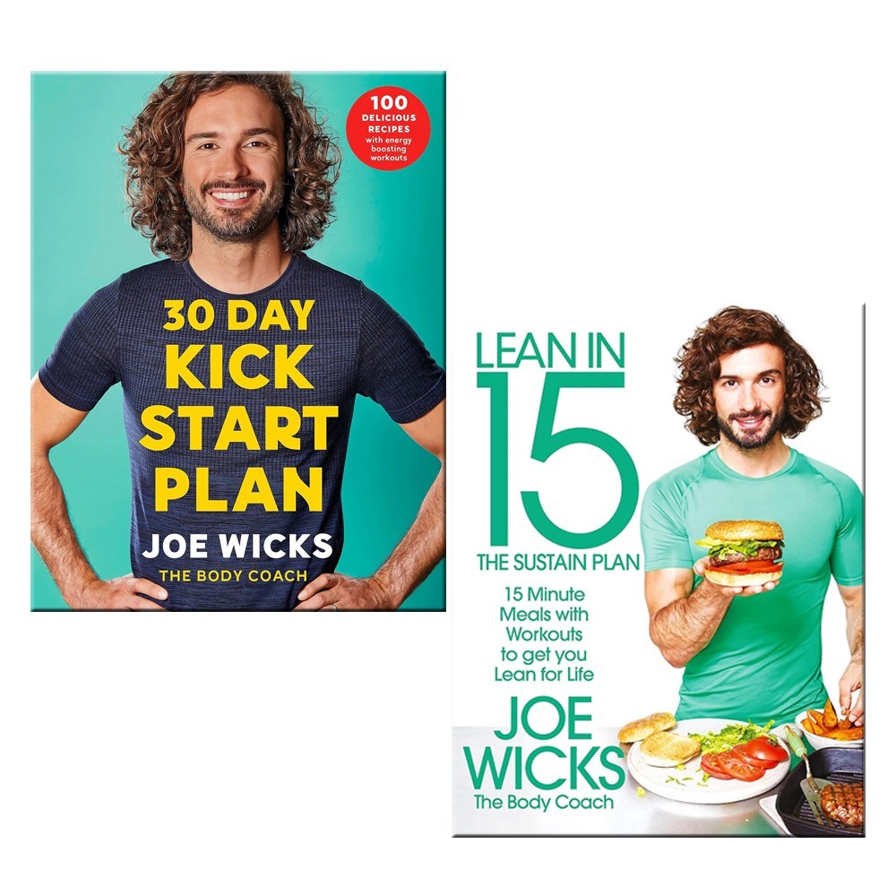 Joe Wicks Collection 2 Books Set 30 Day Kick Start Plan, Lean in 15 The Sustain