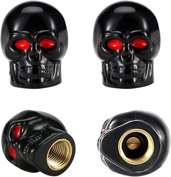 4 StüCk Ventilkappen Auto, Totenkopf Stil Ventilkappen Fahrrad, Autoventil Kappe-image