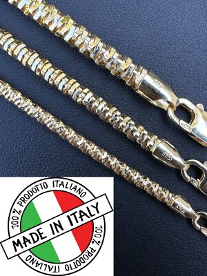 14k Gold Vermeil 925 Silver Diamond Cut Sparkle Ice Rope Chain