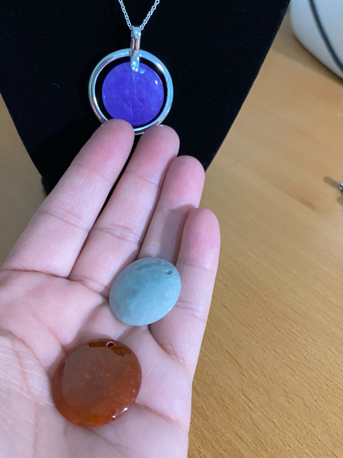 Sterling Silver Inter Changeable Brown, Green & P… - image 2