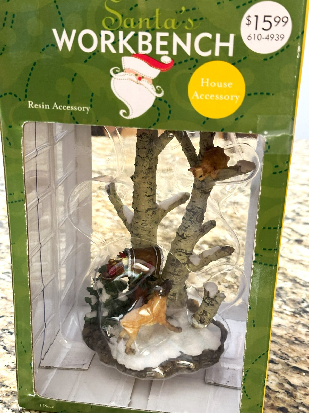 SANTA'S WORKBENCH CHRISTMAS VILLAGE RESIN ACCESSORY DOG CHASING CAT UP TREE eBay