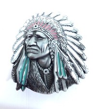 Native American Indian Chief Belt Buckle
