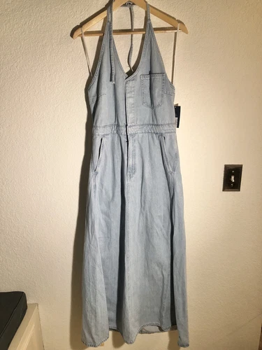 Universal Thread NWT Light Wash Denim Maxi Halter Dress Size 12