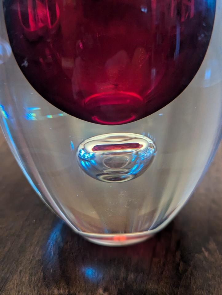 Red And Clear Barenek Studio Czech Art Glass SignedJeronim Tisljer 6 Inch Vase eBay