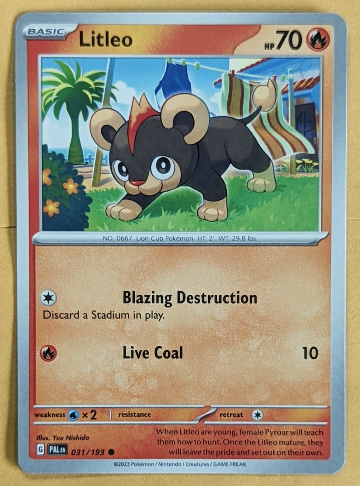 Scarlet & Violet TCG Pokemon Card Paldea Evolved 2023. Litleo 031/193