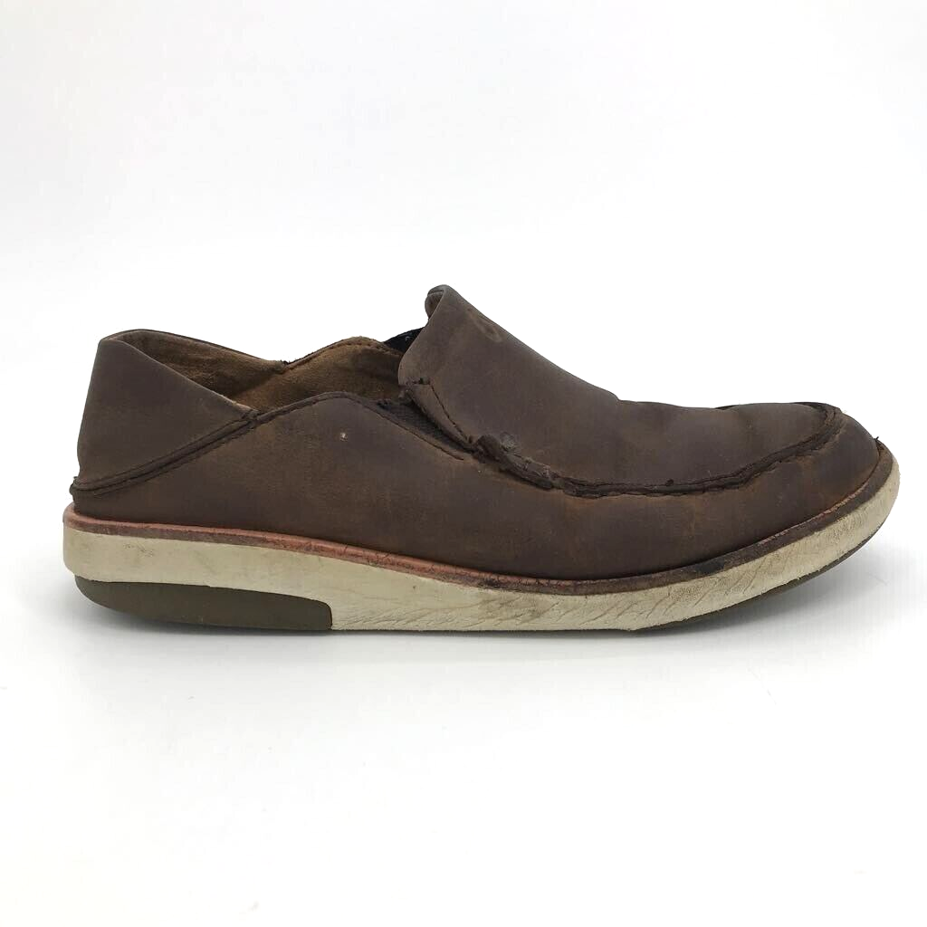 Olukai Mens Kalia Slip-On Shoes Brown Nubuck Leather Moc Toe  display picture 2