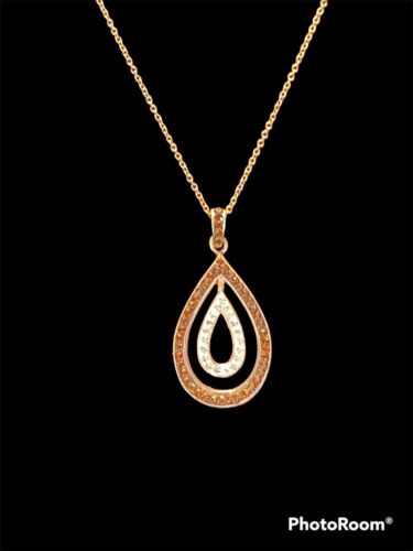 Swarovski Crystal Oval Brown Teardrop Necklace Rose ‘N Chocolate Pendent - Picture 4 of 6