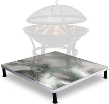 FEBTECH Deck Defender and Grass Guard Fire Pit Heat Shield-Steel 26"x26" Glass