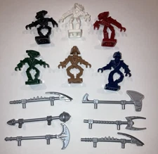 Lego Bionicle Mini Figures Toa Hordika Lot Of 6 With Silver Weapons