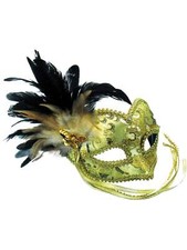 Gold Eyemask Braided Eyemask With Feathers Masquerade Ball Fancy Dress