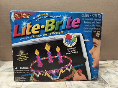 2001 LITE BRITE Light-Up Picture Maker Toy + Power Pegs Sealed Contents OPEN BOX