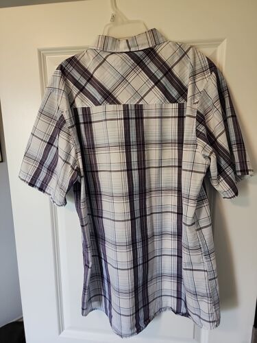 Vintage Zoo York Mens Short Sleeve Button Up XL - Purple, White, Light Blue - Picture 3 of 3