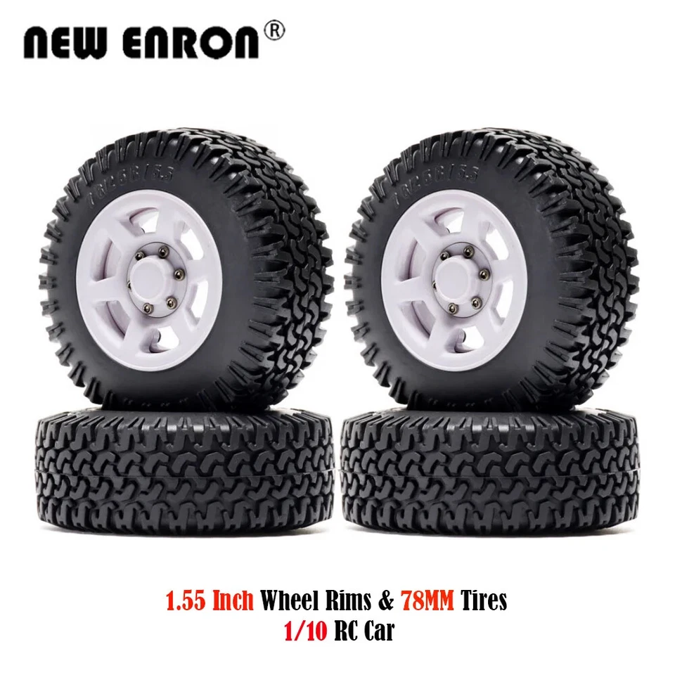 1.55 Crawler Beadlock Wheels Rims Rubber Tires for 1:10 Axial D90 TF2 LC80 MST - Image 2 of 4